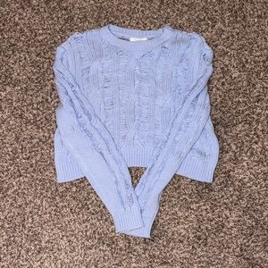 Full Tilt Soft Blue Cable Knit Sweater
